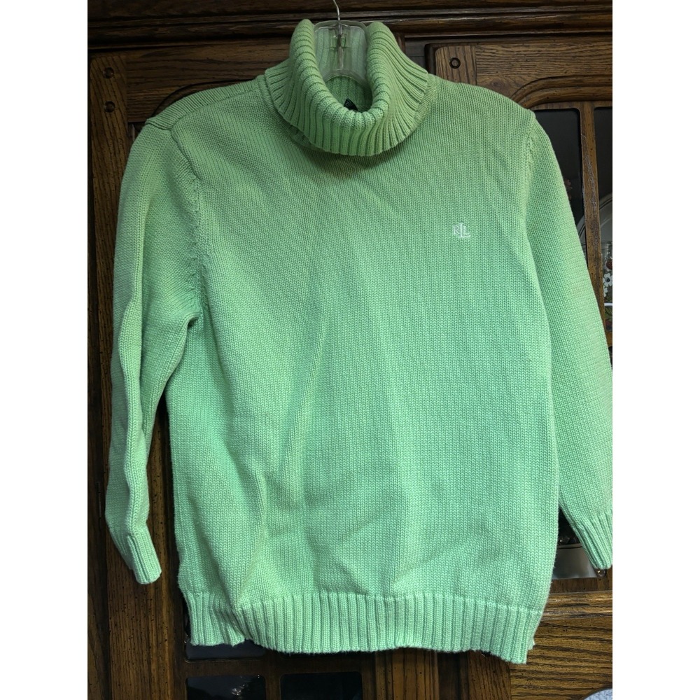 Lauren Ralph Lauren Women's Turtle Neck Sweater‎ Small  Soft Lime Green Cozy